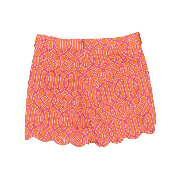 MUD‎ PIE $59 Star Fish Lattice Print Hi-Rise Shorts Scallop Hem Pink Orange XS - Picture 2 of 4